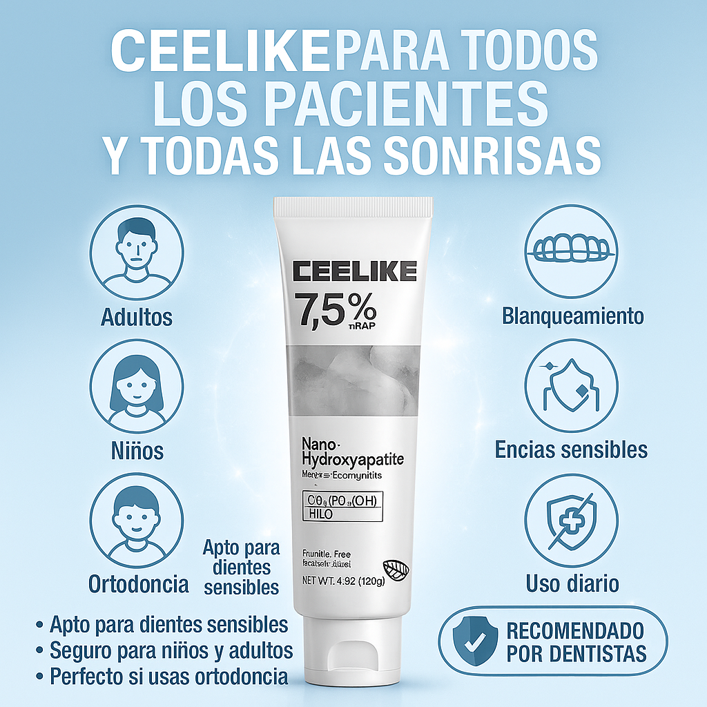 Ceelike™️ – Pasta Dental de Hidroxiapatita que Repara el Esmalte, Blanquea y Elimina la Sensibilidad al Instante 🦷