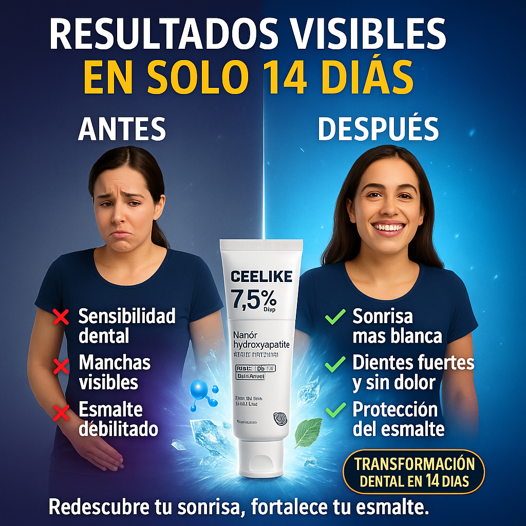 Ceelike™️ – Pasta Dental de Hidroxiapatita que Repara el Esmalte, Blanquea y Elimina la Sensibilidad al Instante 🦷