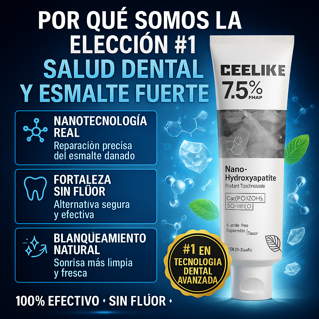 Ceelike™️ – Pasta Dental de Hidroxiapatita que Repara el Esmalte, Blanquea y Elimina la Sensibilidad al Instante 🦷