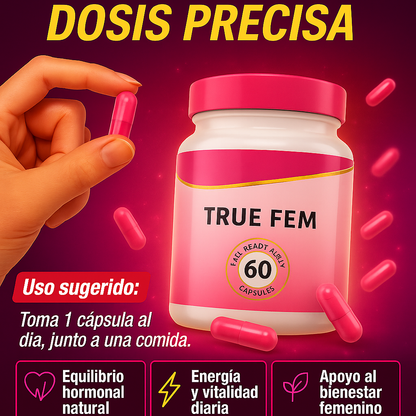 TrueFem™️ – Cápsulas Probióticas con Vitaminas para Equilibrio Hormonal