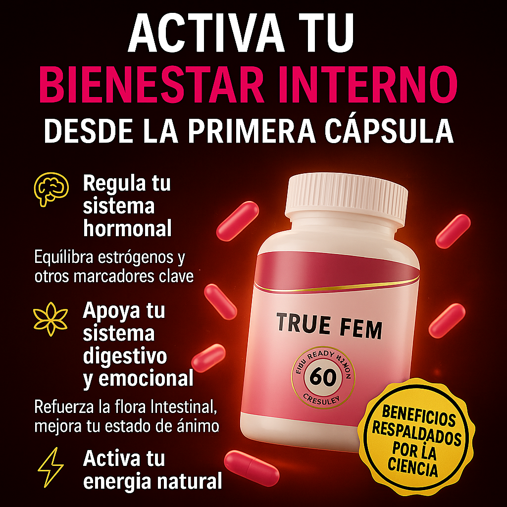 TrueFem™️ – Cápsulas Probióticas con Vitaminas para Equilibrio Hormonal
